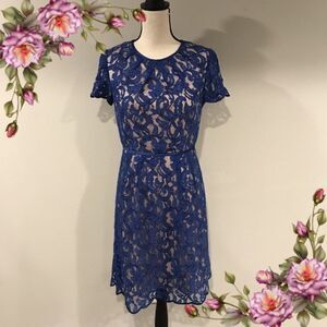 Adrianna Papell short sleeve navy lace dress